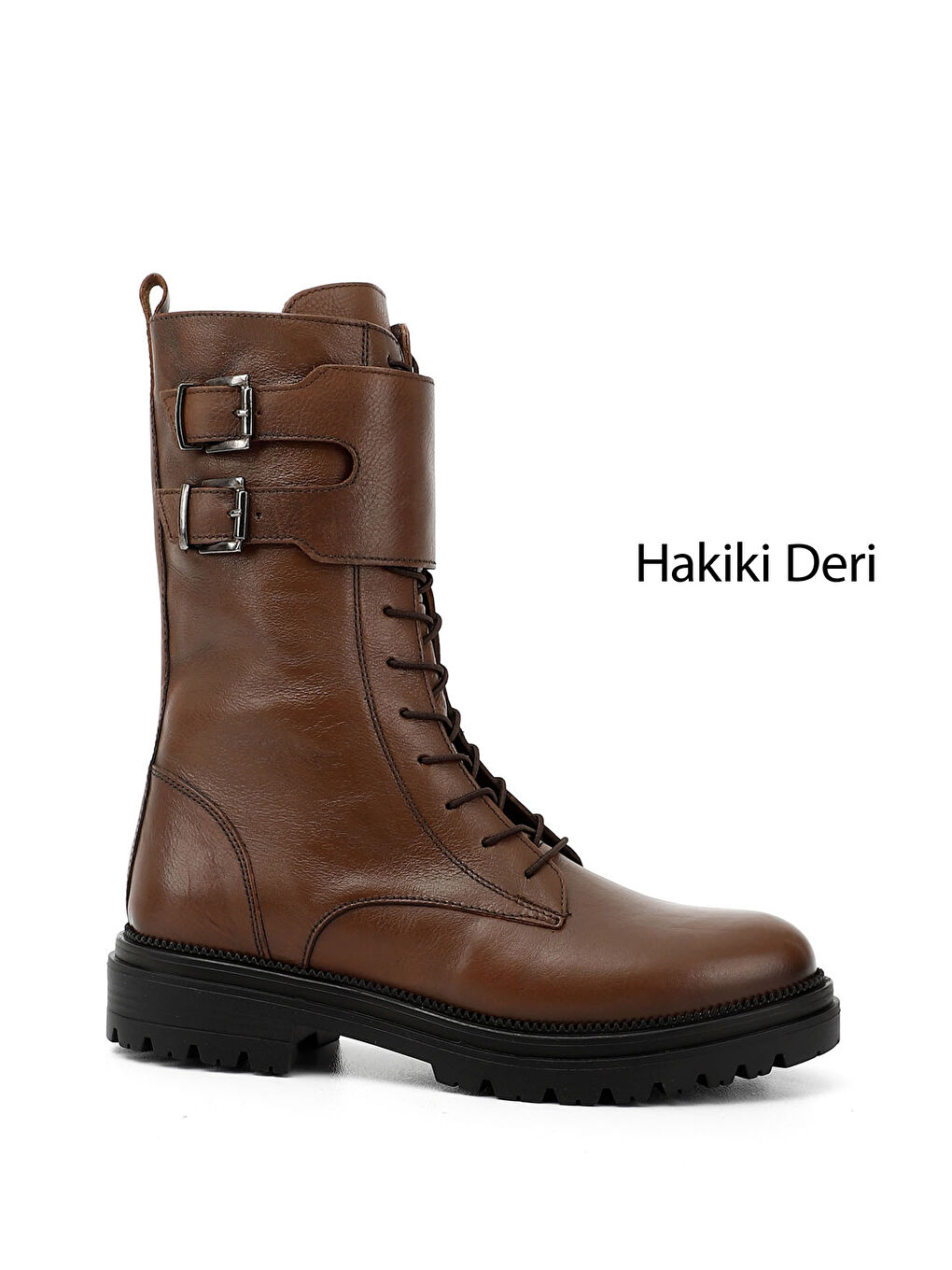 Kahverengi Kadın TABA Fermuarlı Hakiki Deri Postal Bot