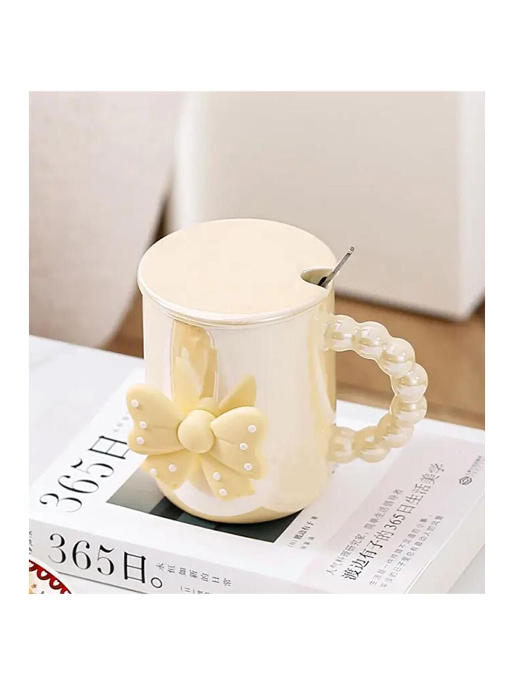 Karışık Fiyonk Motifli Seramik Kupa-3