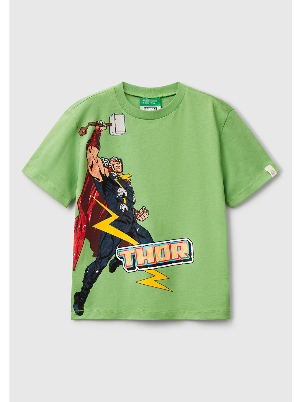 Erkek Çocuk Fıstık Yeşili Marvel Kahraman Baskılı Logo Etiketli Tişört