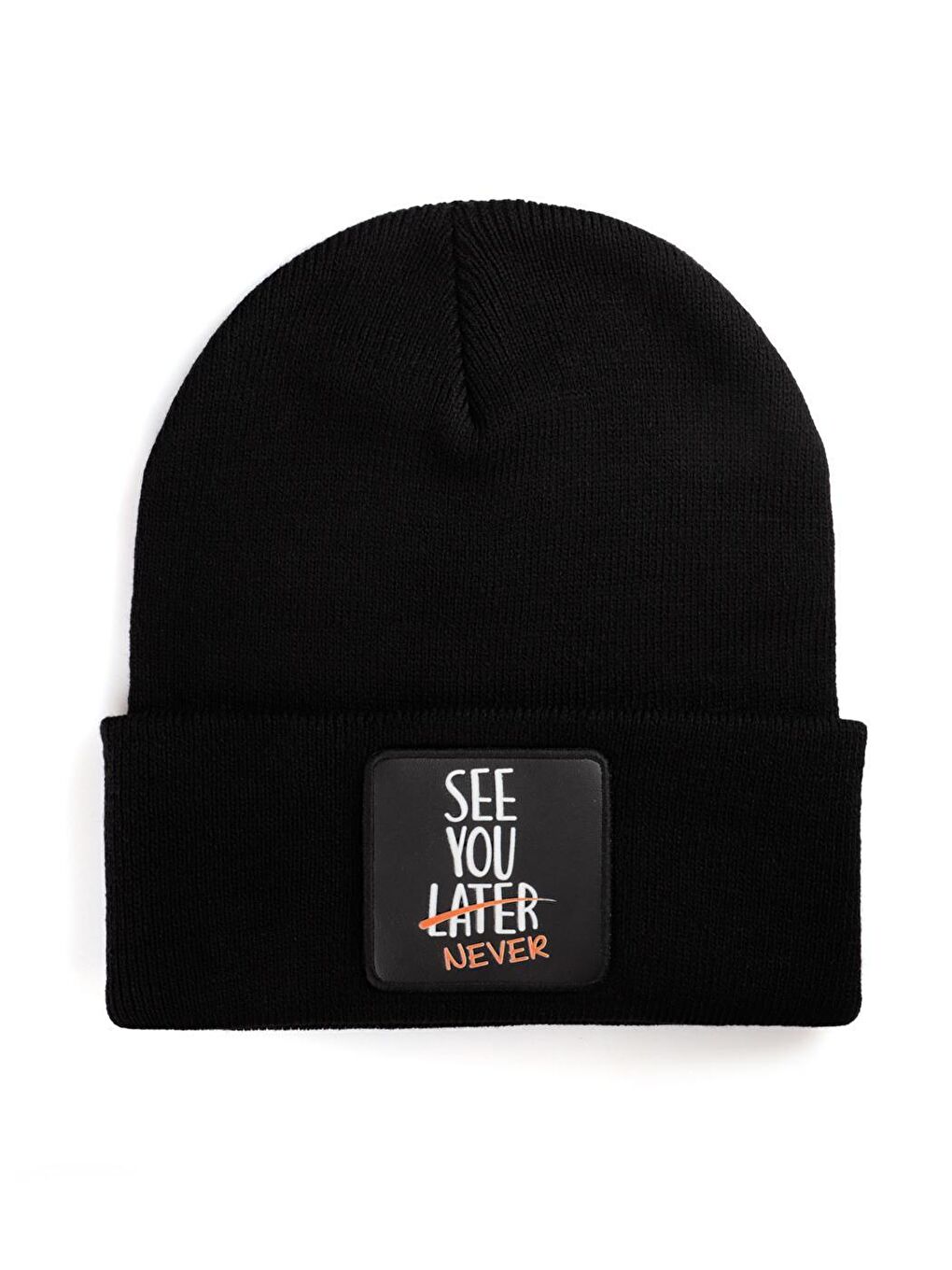 BlackBörk Siyah V1 Akrilik See You Later Never - 2 Kod Logolu Unisex Siyah Bere (Beanie)