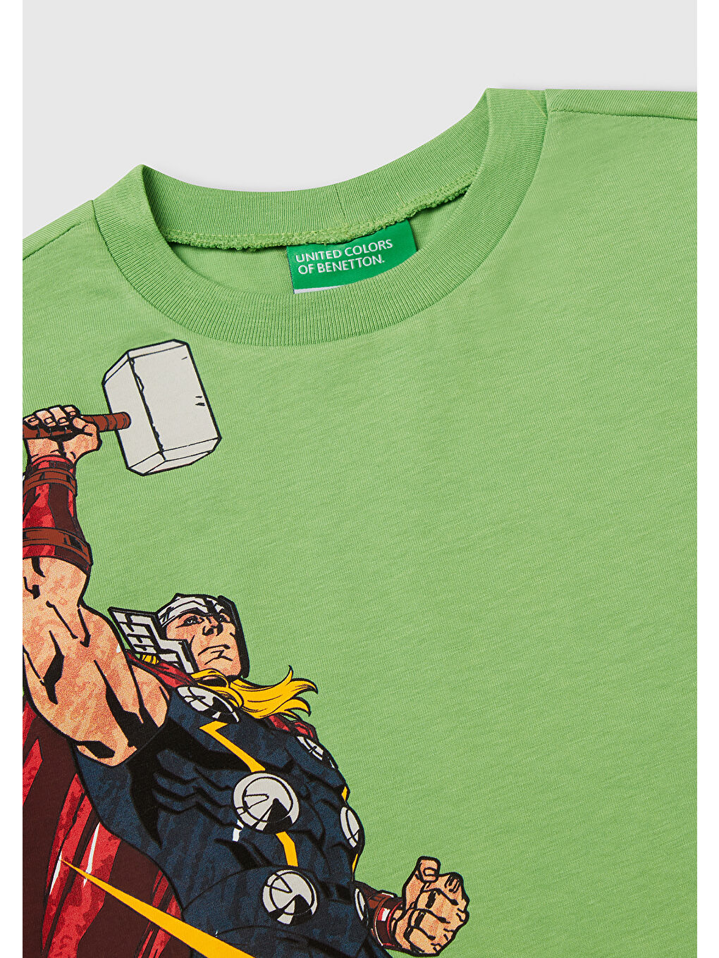 Erkek Çocuk Fıstık Yeşili Marvel Kahraman Baskılı Logo Etiketli Tişört-2