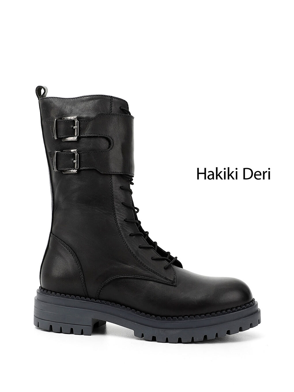 Gri Kadın GRİ Fermuarlı Hakiki Deri Postal Bot