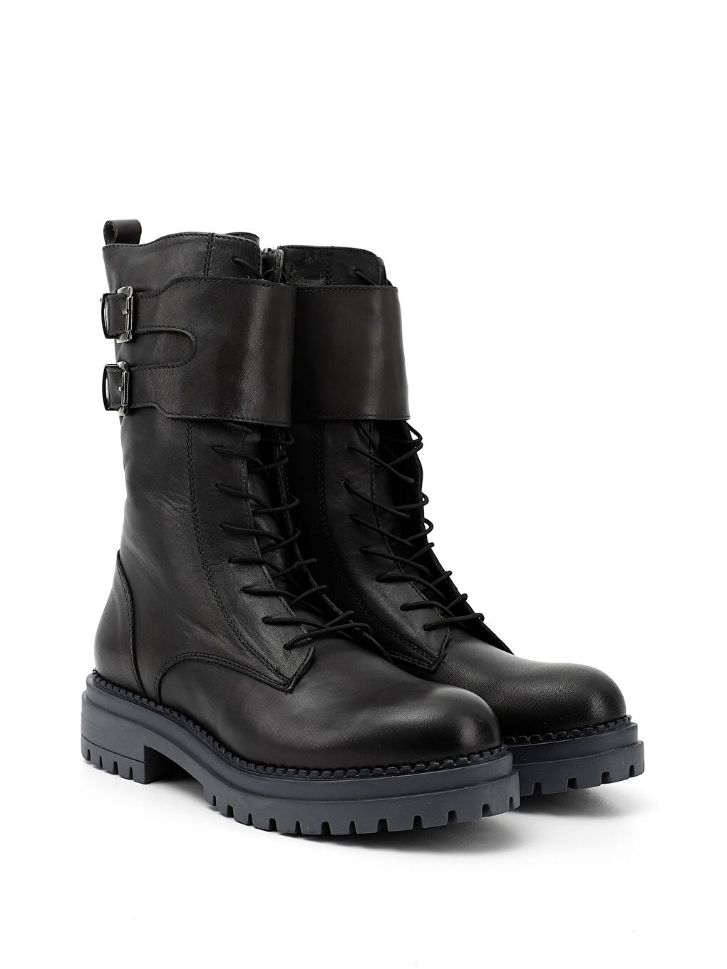 Gri Kadın GRİ Fermuarlı Hakiki Deri Postal Bot-1