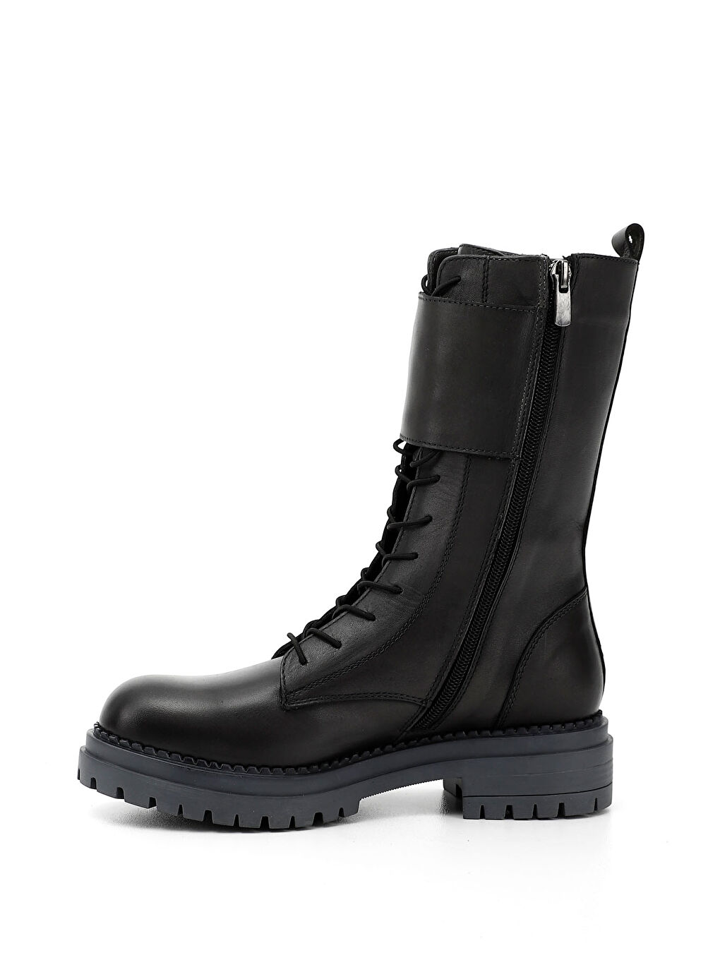 Gri Kadın GRİ Fermuarlı Hakiki Deri Postal Bot-2