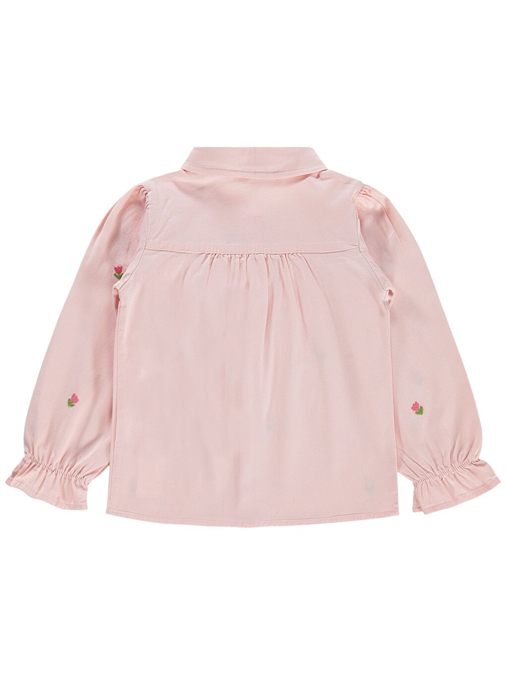 Girls Kız Çocuk Lale Nakışlı 2-5 Yaş Gömlek - Pembe-1