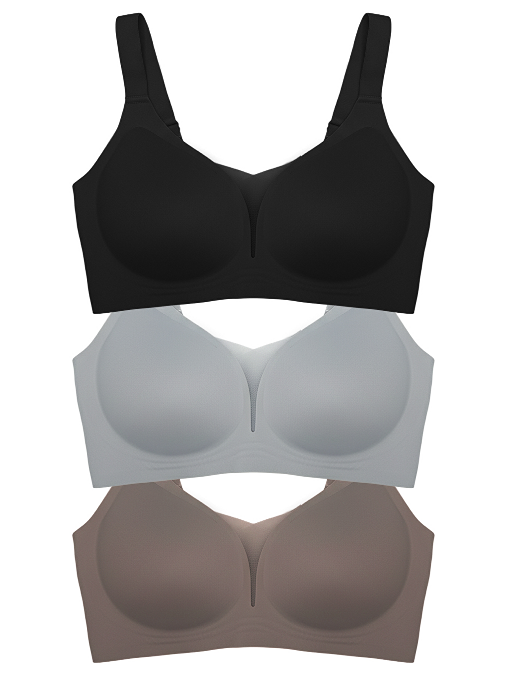 Karışık Seamless Bra - Shape | Lazer Kesim Dikişsiz Toparlayıcı Büyük Beden Tüllü Kadın Sütyen 3'Lü Paket-2