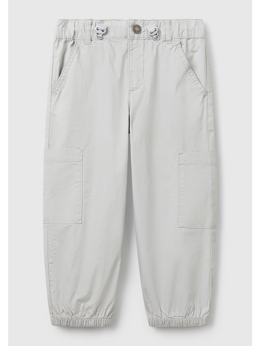 Erkek Çocuk Gri Melanj Beli Lastikli Kargo Cepli Paraşüt Pantolon