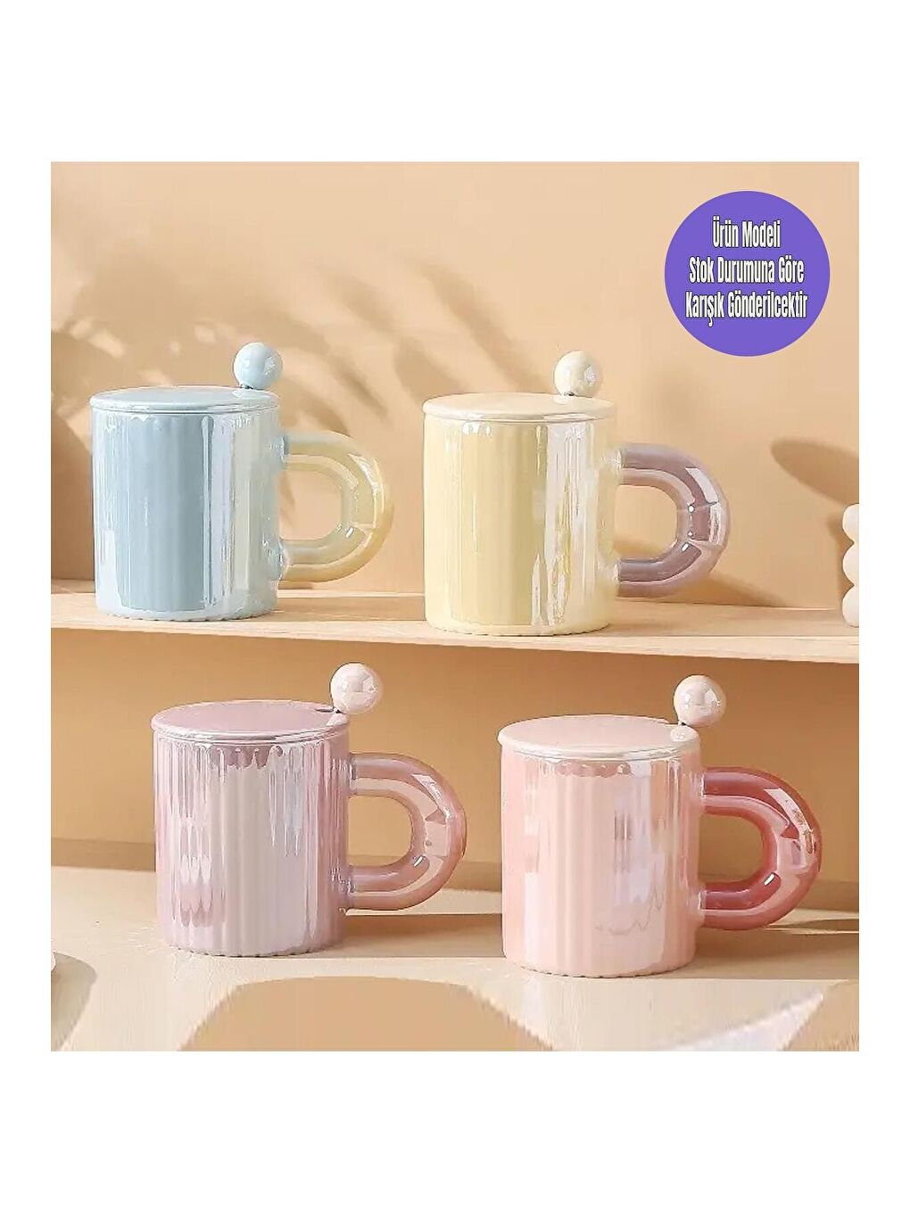 BAM HEDİYELİK EŞYA Karişik Minimal Pastel Tonlu Seramik Kupa