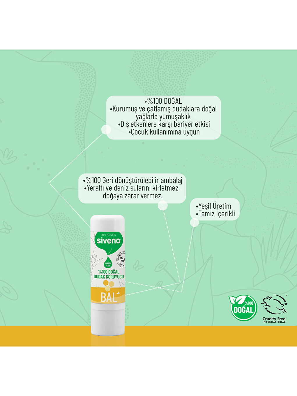 %100 Doğal Dudak Koruyucu Bal Bitkisel Lipbalm Dudak Kremi Nemlendirici Parlatıcı Onarıcı 6 G-4