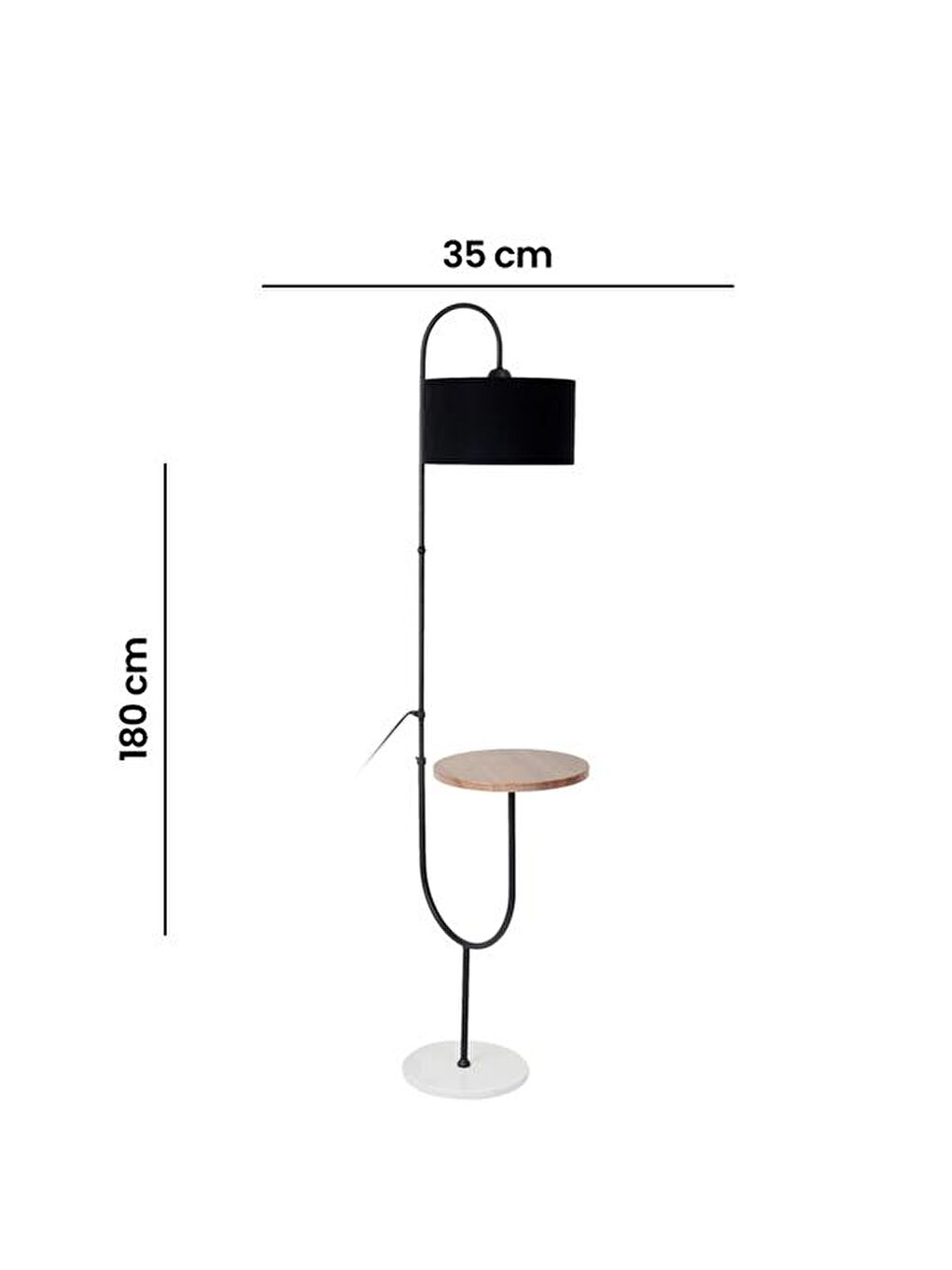 Oslo Mermer Ayaklı Sehpalı Lambader - Siyah-8