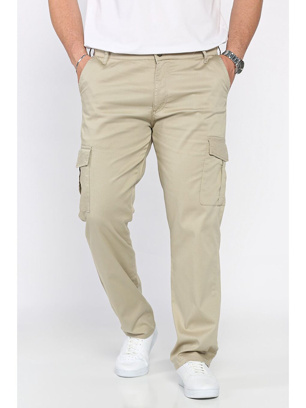 Yeşil Erkek Kargo Cepli Düz Paça Pantolon