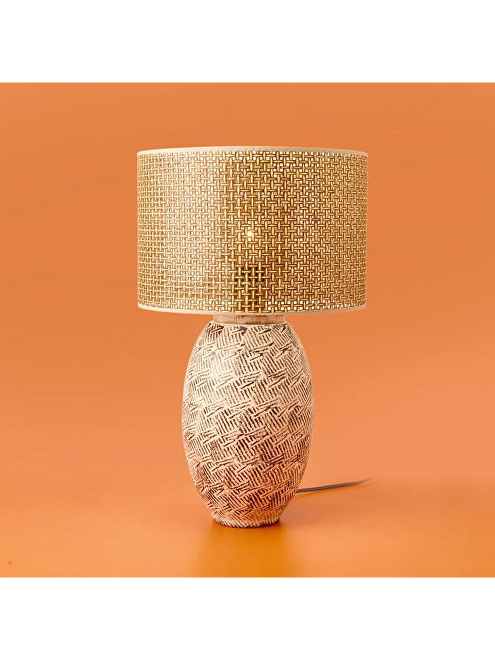 Madrid Seramik Abajur - Kahverengi - 50x50x30 cm-2