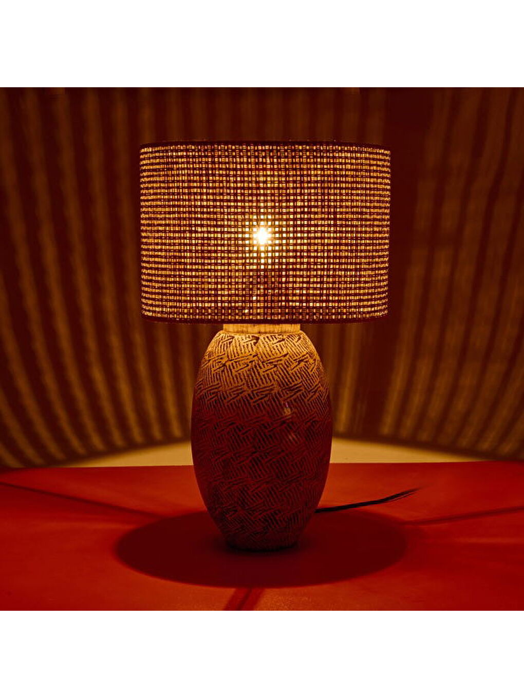 Madrid Seramik Abajur - Kahverengi - 50x50x30 cm-3