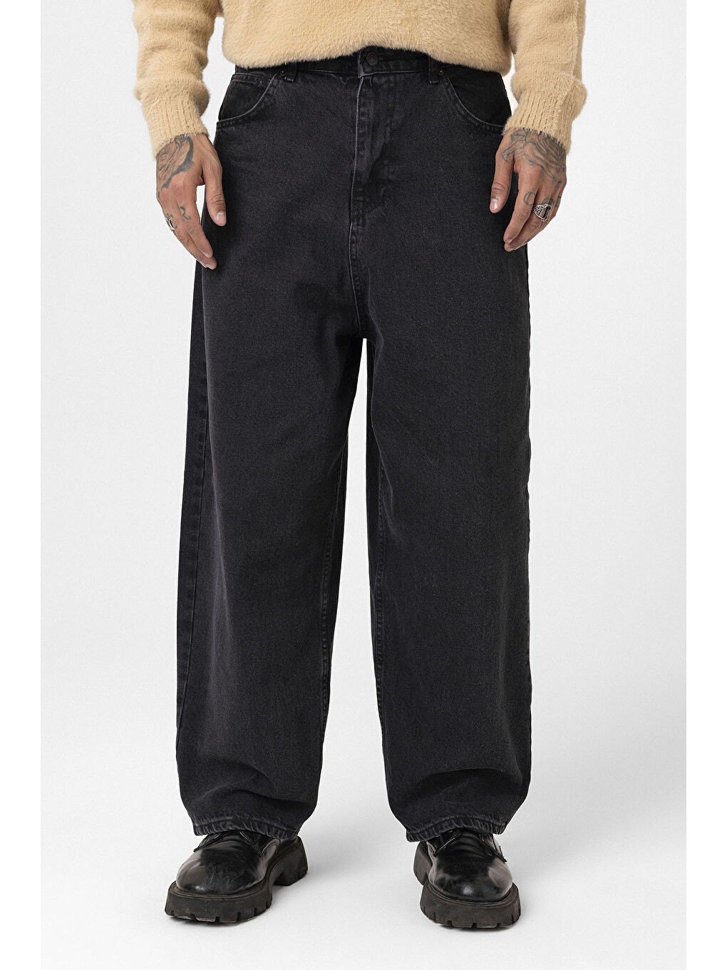 Antrasit Super Baggy Fit Erkek Jean-1