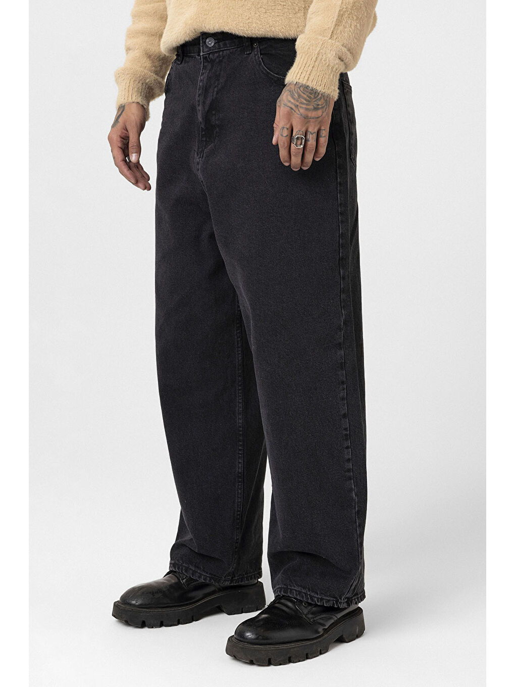 Antrasit Super Baggy Fit Erkek Jean-2