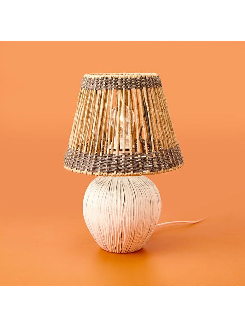 Ekru Dorian Eskitme Seramik Abajur - Krem - 40x40x25 cm-3