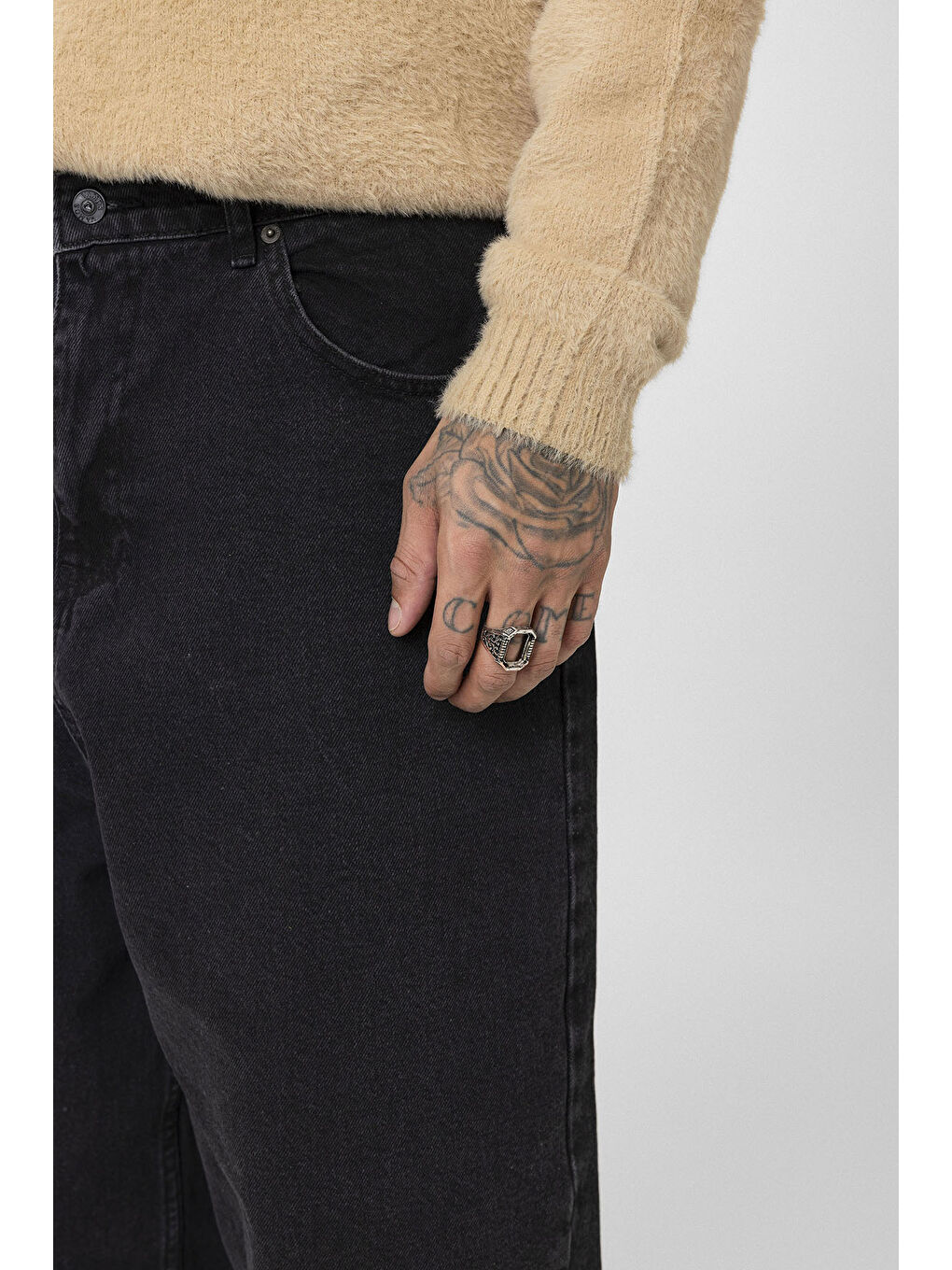 Antrasit Super Baggy Fit Erkek Jean-3