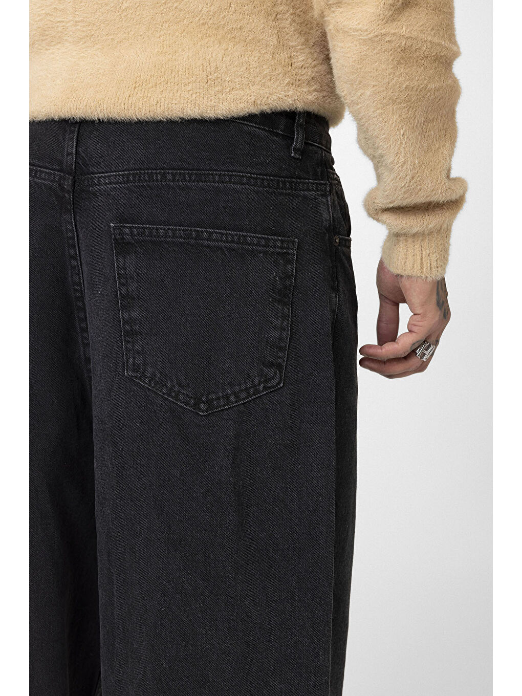 Antrasit Super Baggy Fit Erkek Jean-4