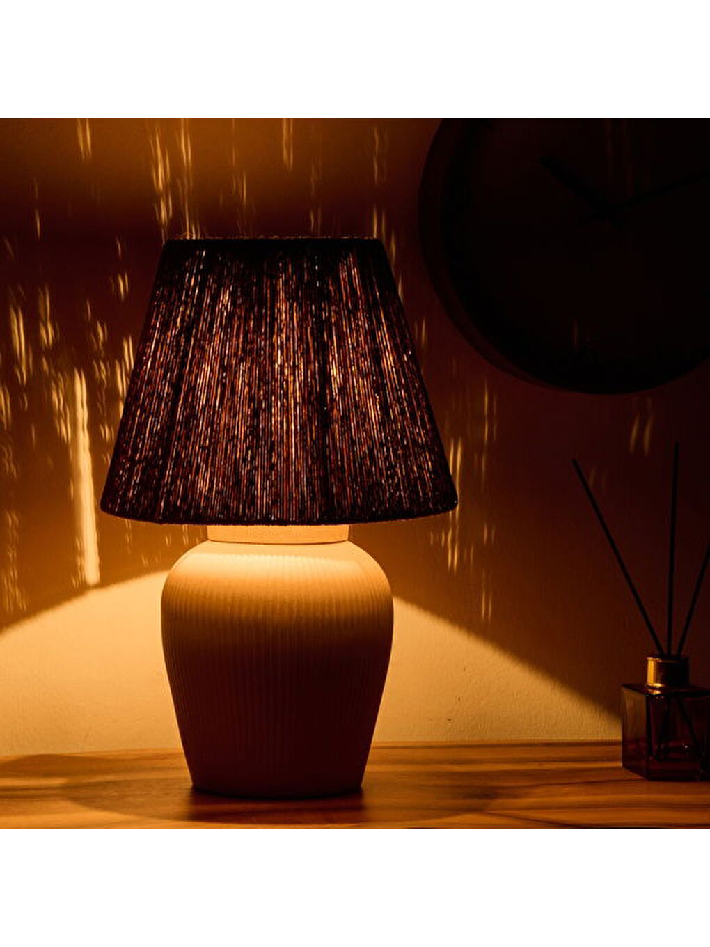 Glow Seramik Abajur - Beyaz / Krem - 40x40x25 cm-5