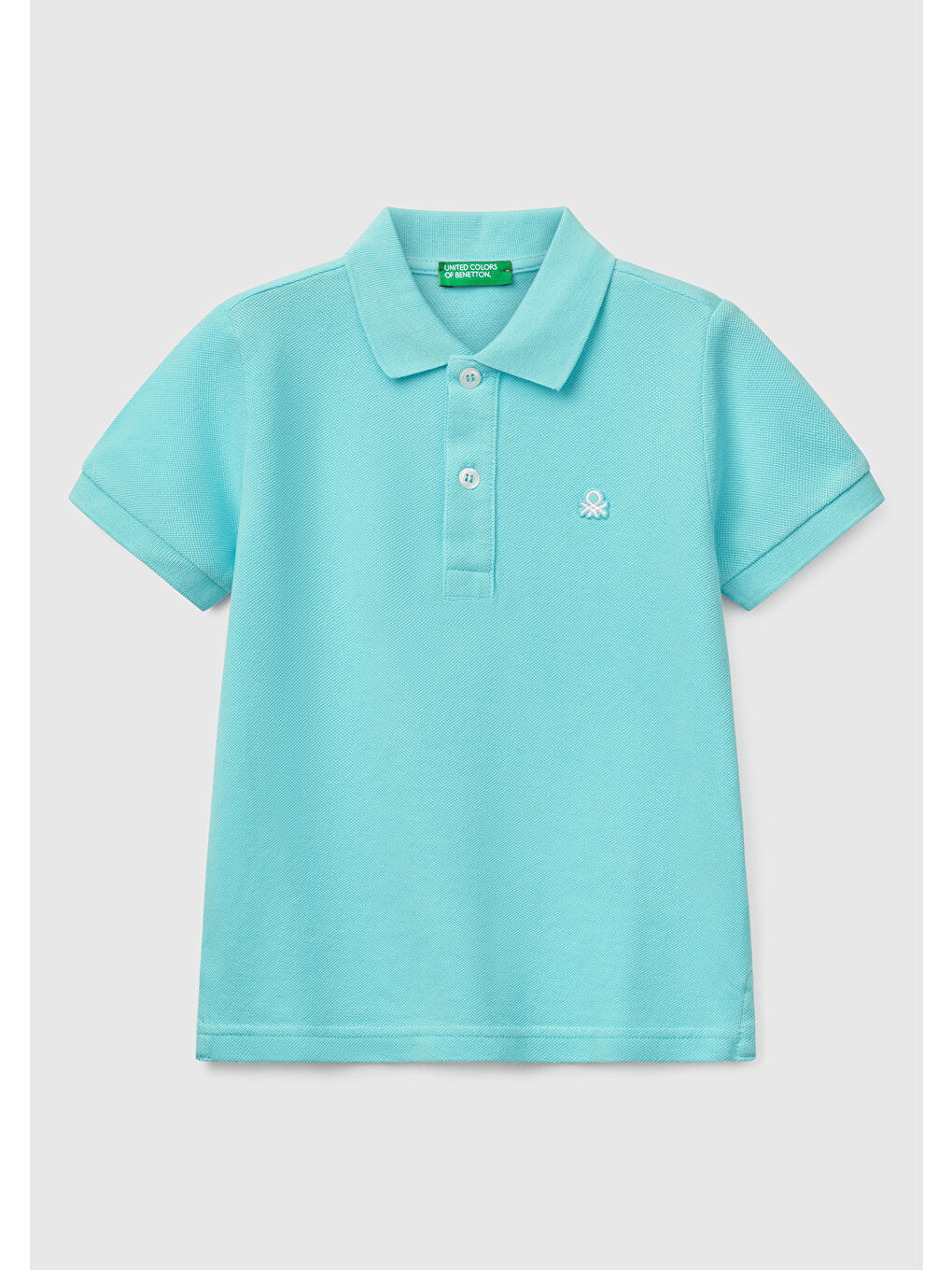 Turkuaz Erkek Çocuk Su Yeşili Logolu Pike Polo Tişört