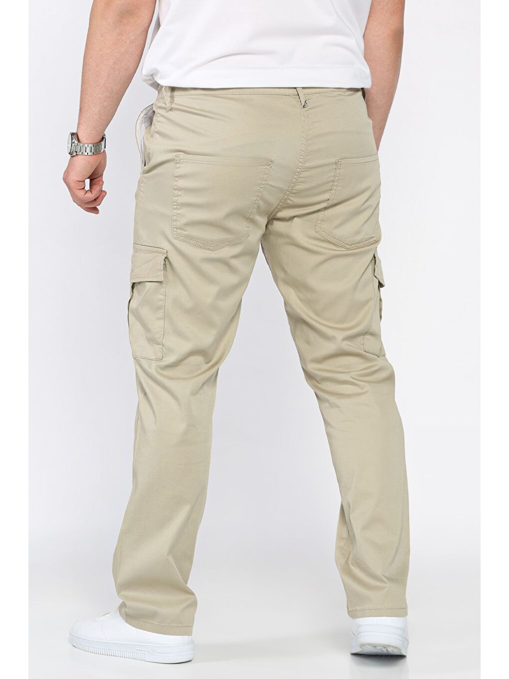 Yeşil Erkek Kargo Cepli Düz Paça Pantolon-2