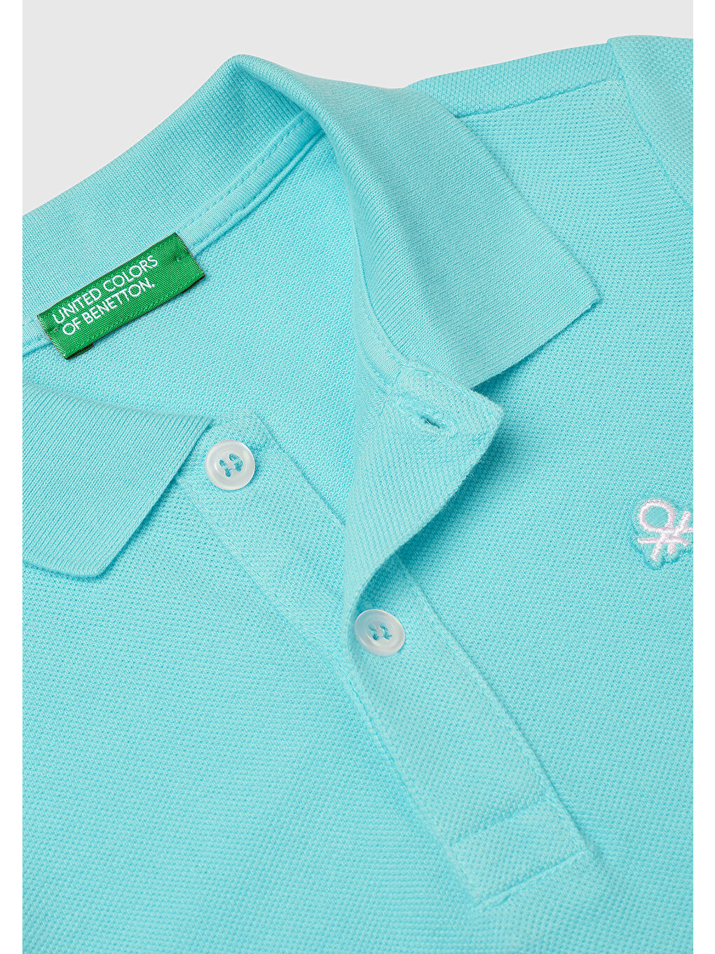 Turkuaz Erkek Çocuk Su Yeşili Logolu Pike Polo Tişört-2