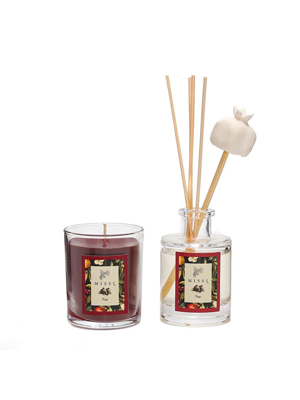 Bordo Yılbaşı Nar Hediye Seti (Oda kokusu&Vegan Mum)-2