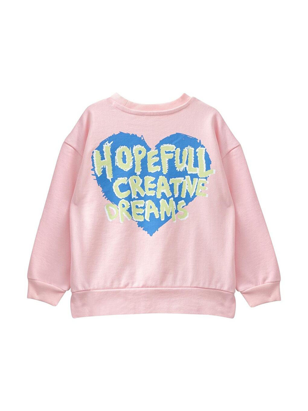 Kız Çocuk Ön Arka Kalp Baskılı Sweatshirt - Pembe-2