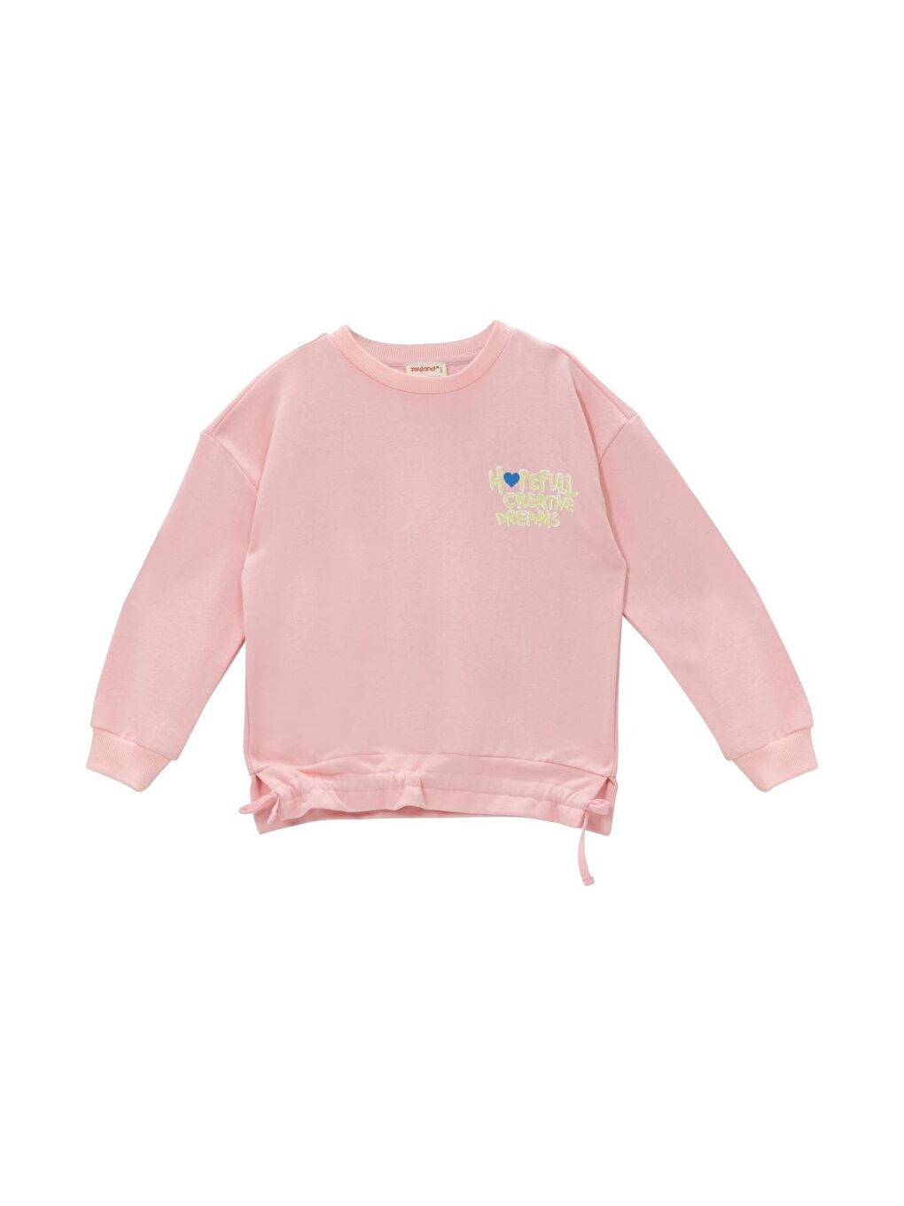 Kız Çocuk Ön Arka Kalp Baskılı Sweatshirt - Pembe-3