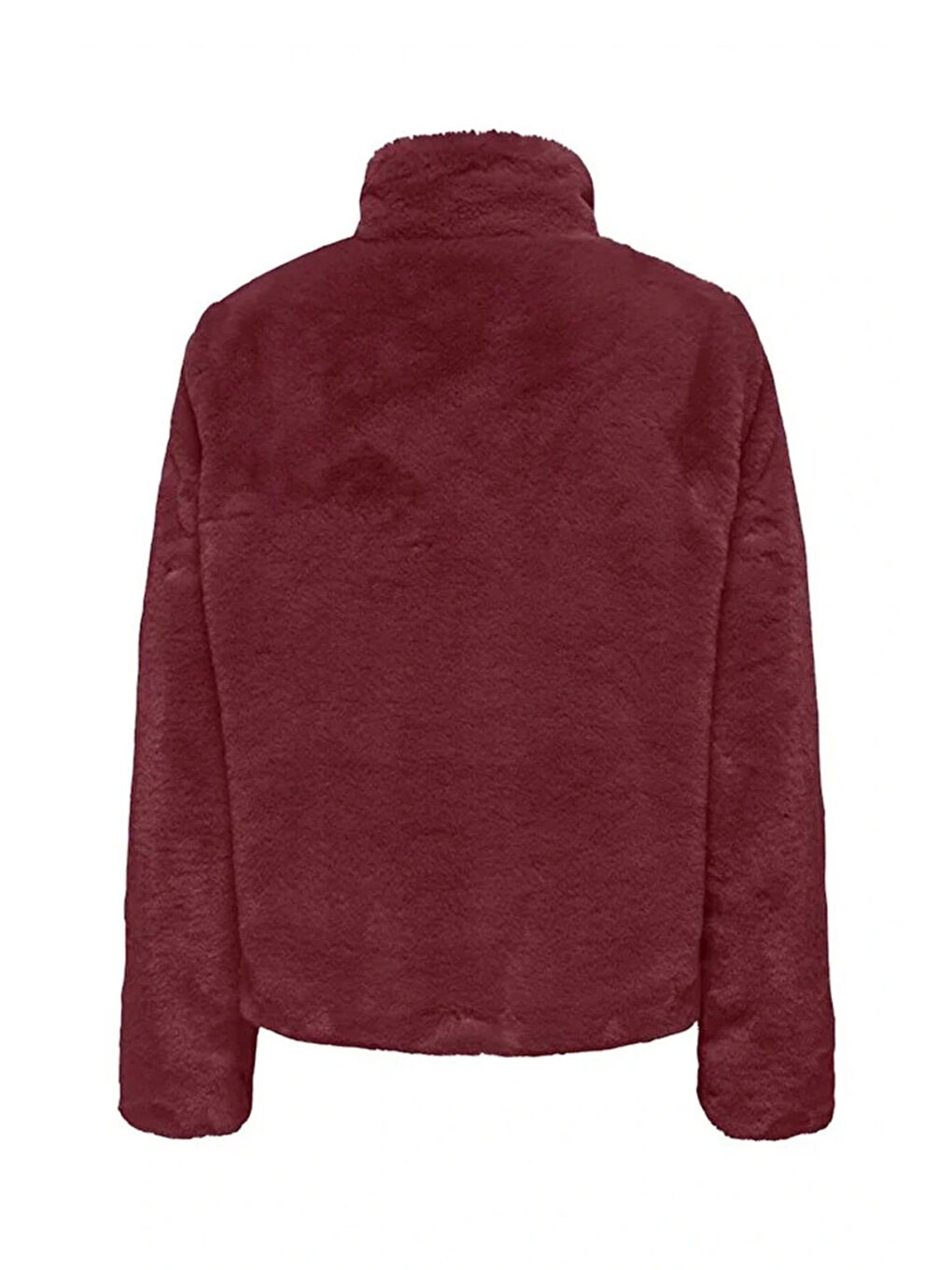 Bordo Onlnewvida Dik Yaka Pelüş Kürklü Mont 15295423-3