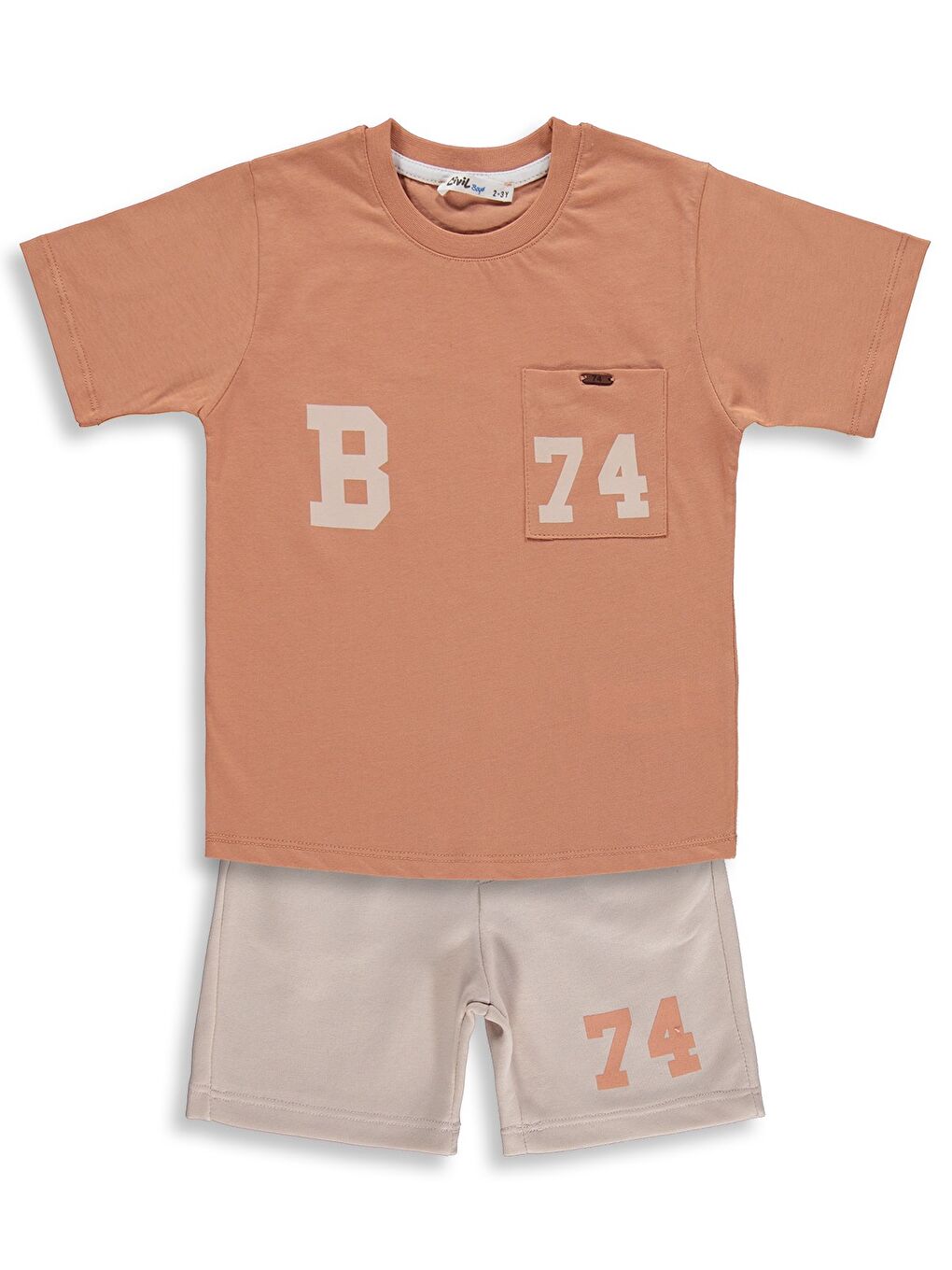 Kahverengi Boys Erkek Çocuk B 74 Baskılı 2-5 Yaş Takım - Turuncu