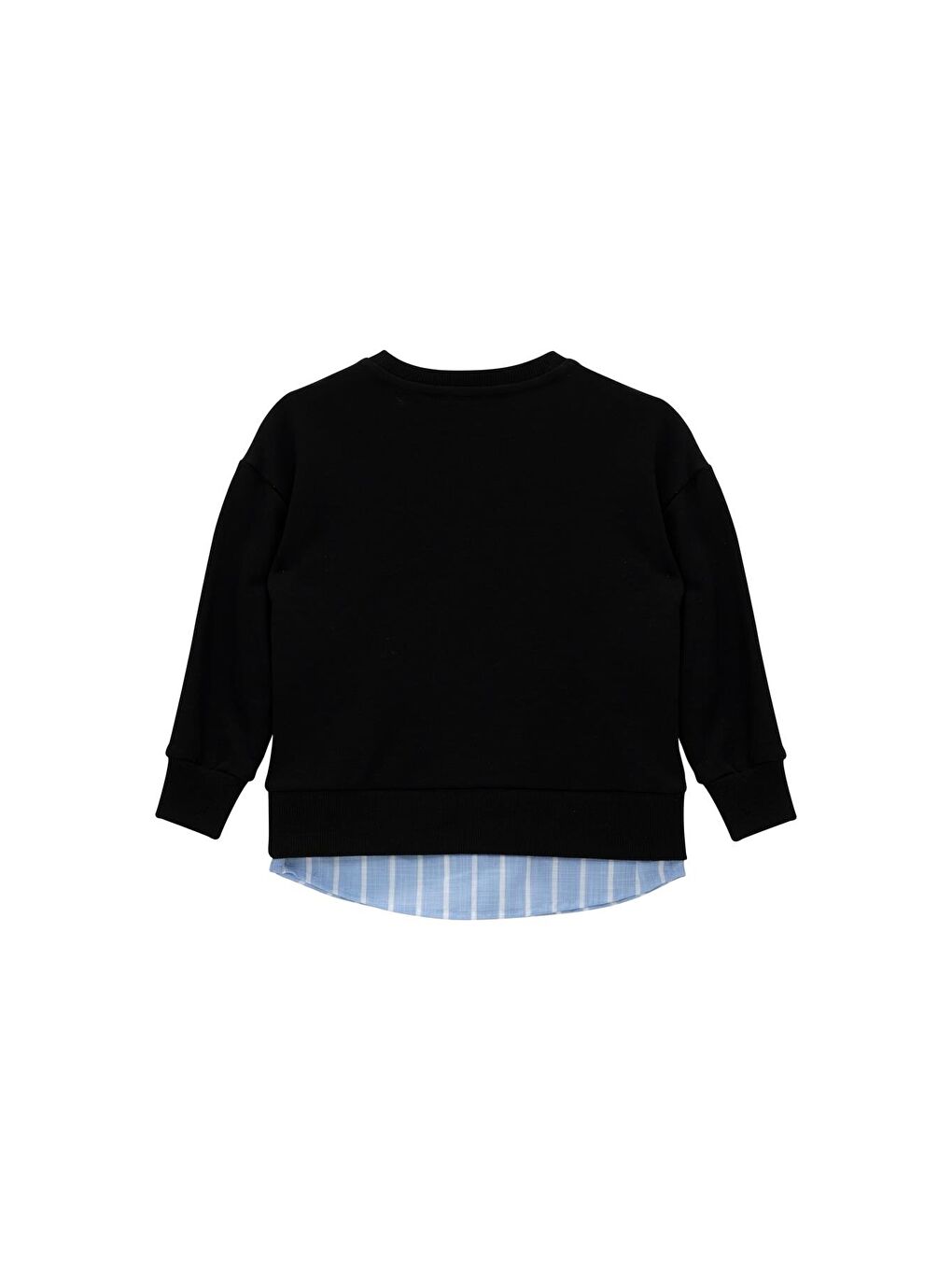Kız Çocuk Gömlek Detaylı Baskılı Sweatshirt - Siyah-2