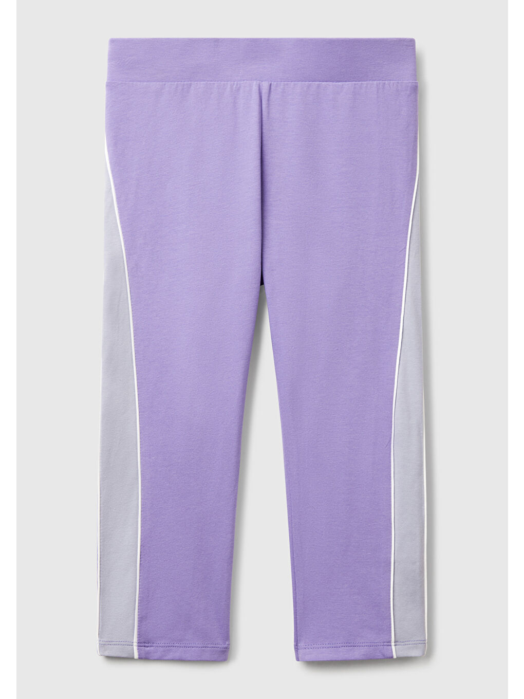 Kız Çocuk Mor Logolu Yanları Kontrast Renk Detaylı Biyeli Streç Tayt