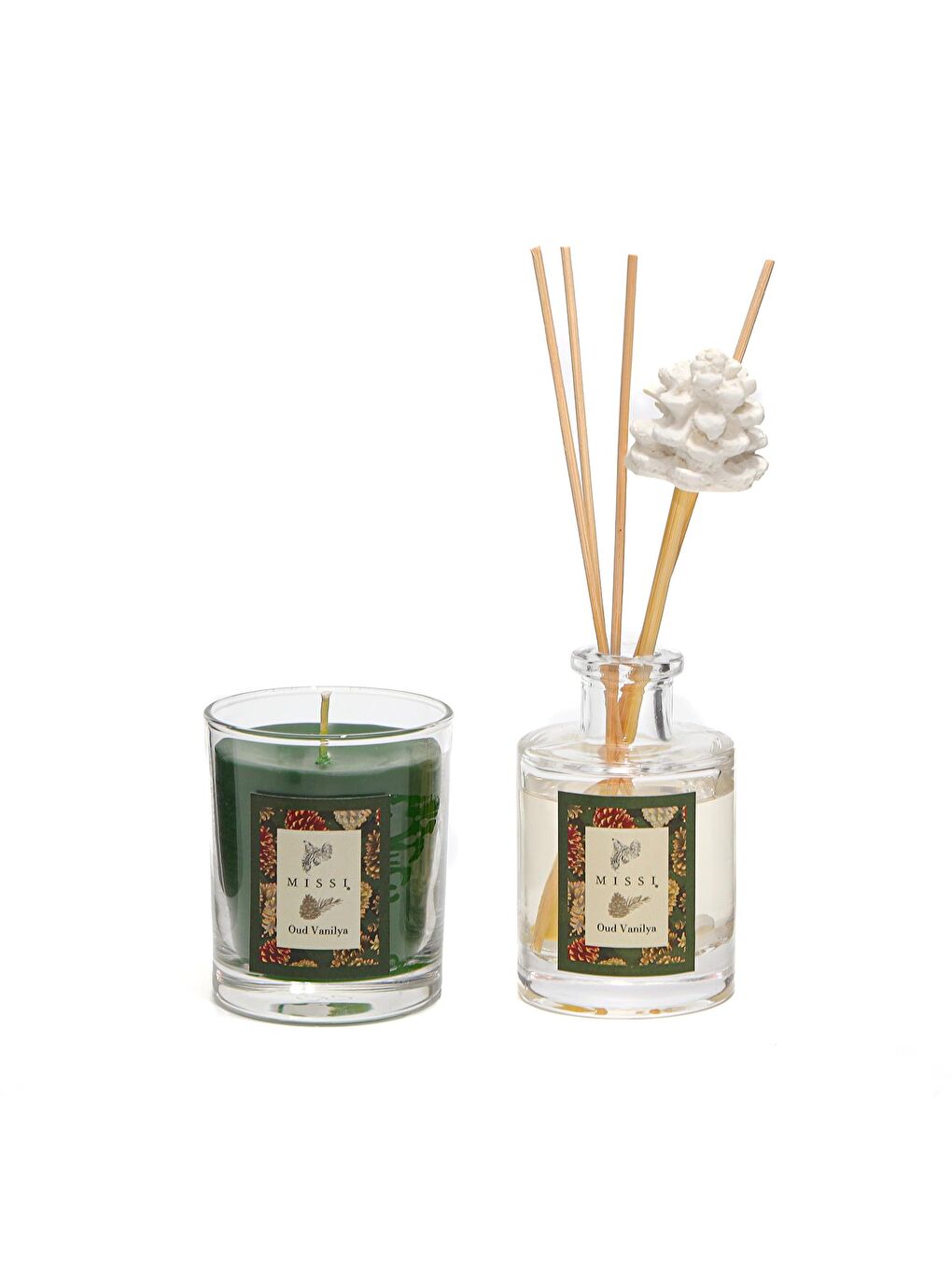 Yeşil Yılbaşı Oud Vanilya Hediye Seti (Oda kokusu&Vegan Mum)-1