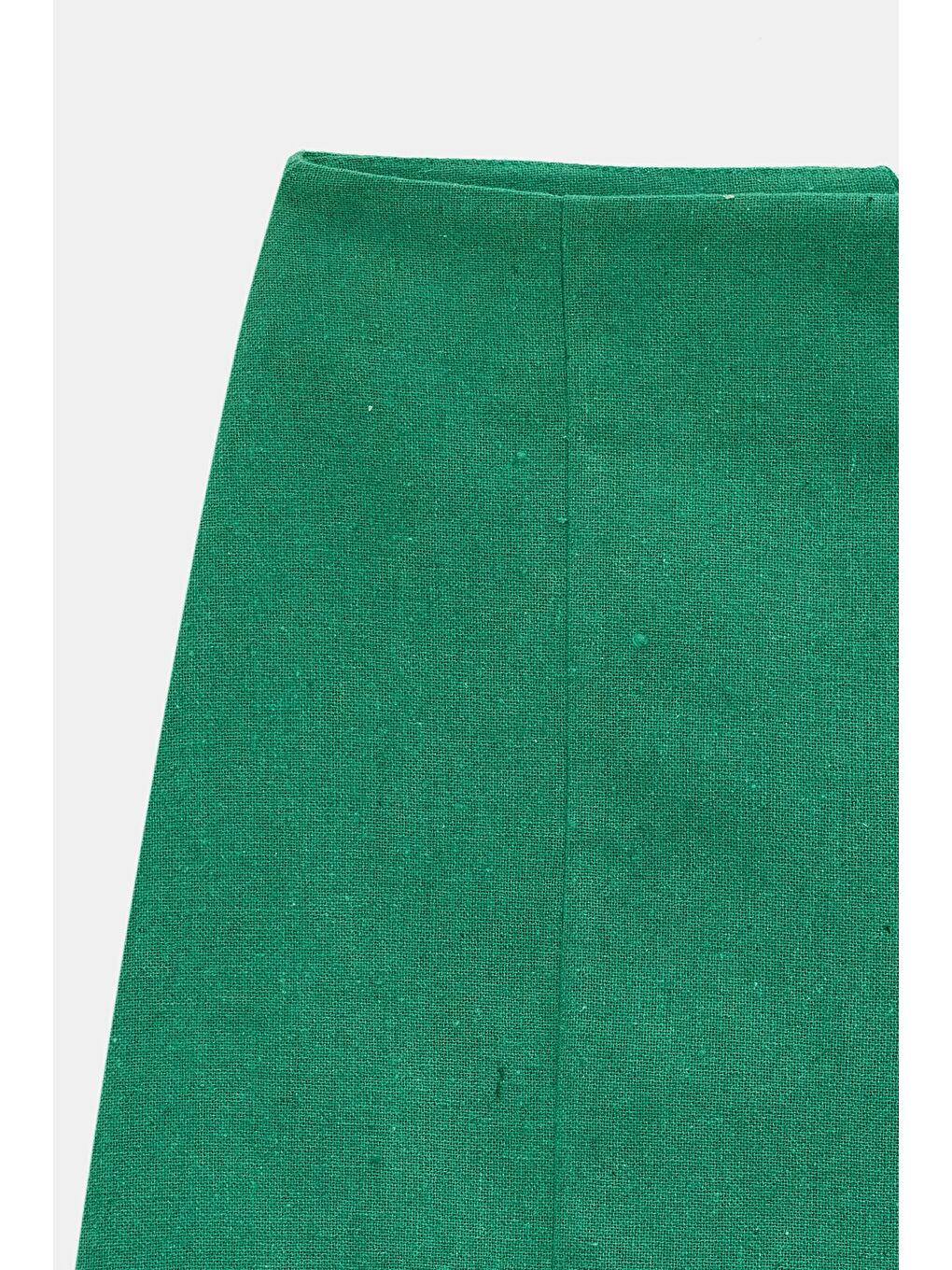 Yeşil Kadın Regular Fit Yırtmaçlı Mini Etek - Keten Görünümlü-1