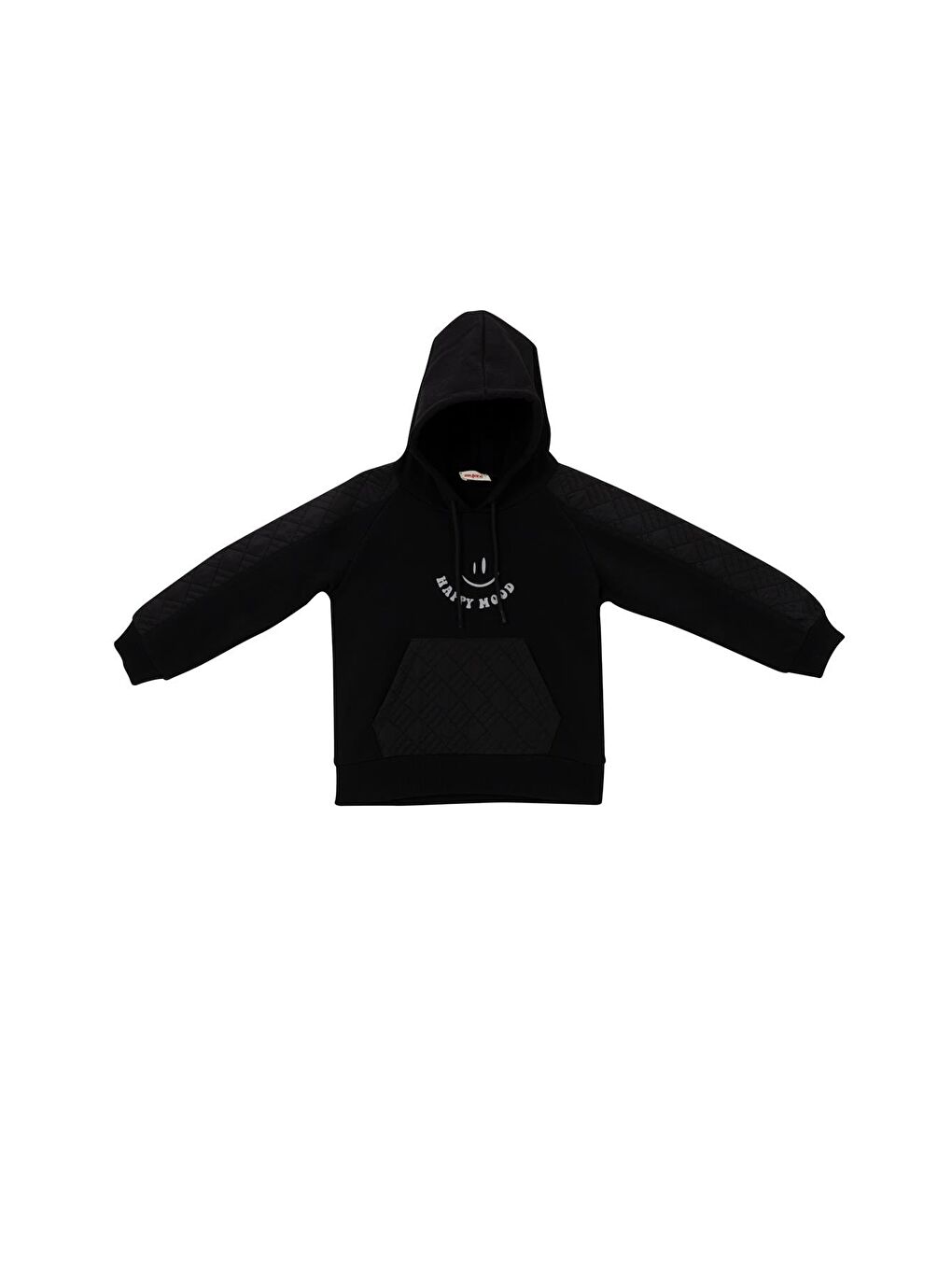 Kız Çocuk Reglan Kollu Baskı Detaylı Kapitoneli Sweatshirt - Siyah-2