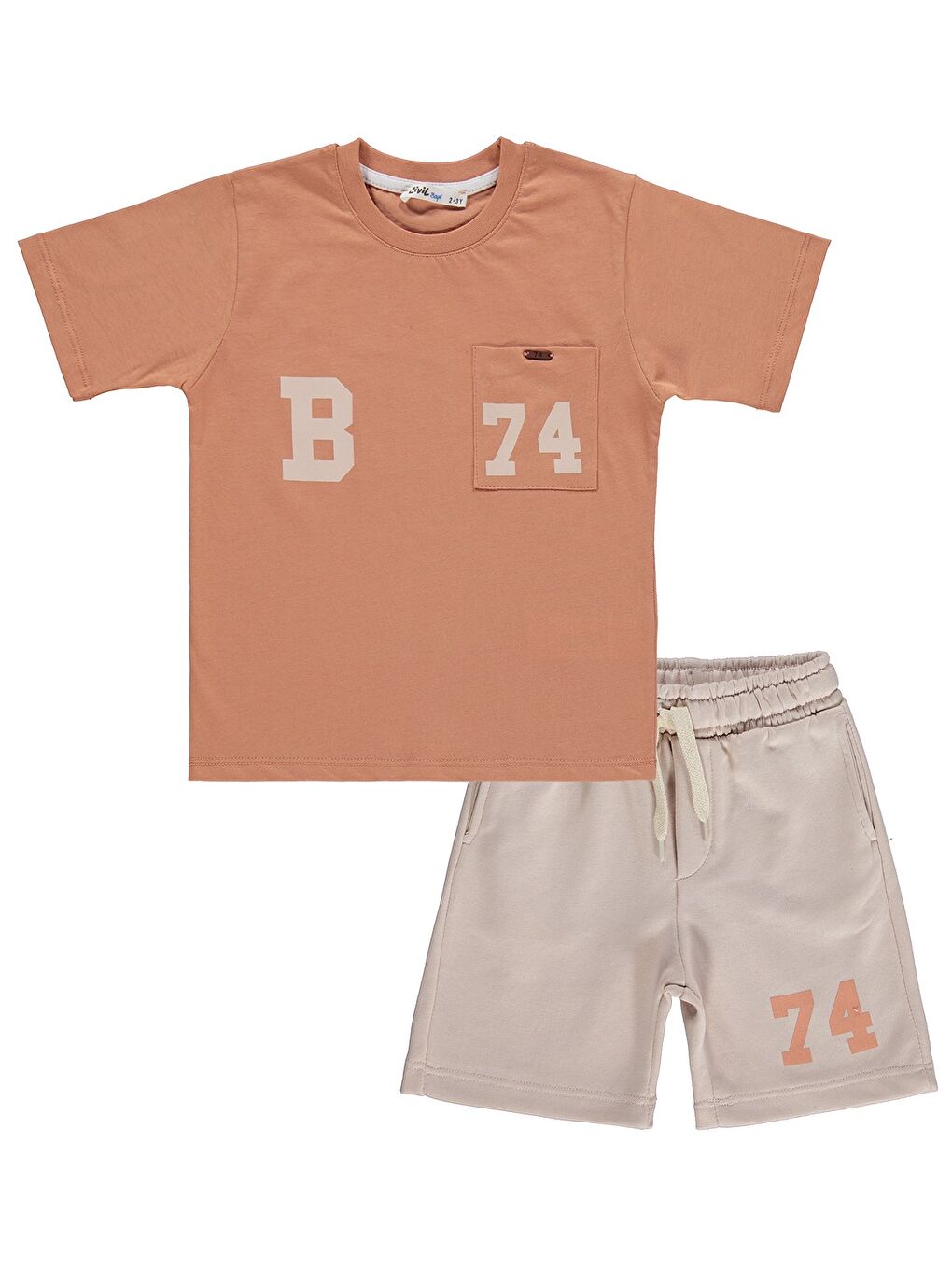 Kahverengi Boys Erkek Çocuk B 74 Baskılı 2-5 Yaş Takım - Turuncu-3