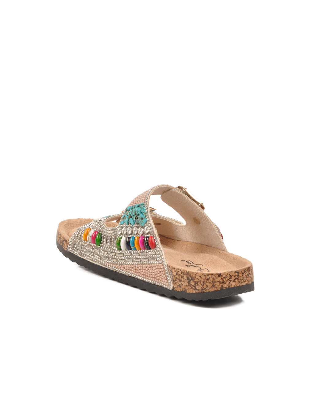 Gri Gümüş Taş İşlemeli Kız Çocuk Terlik 25Y106-6 F-3