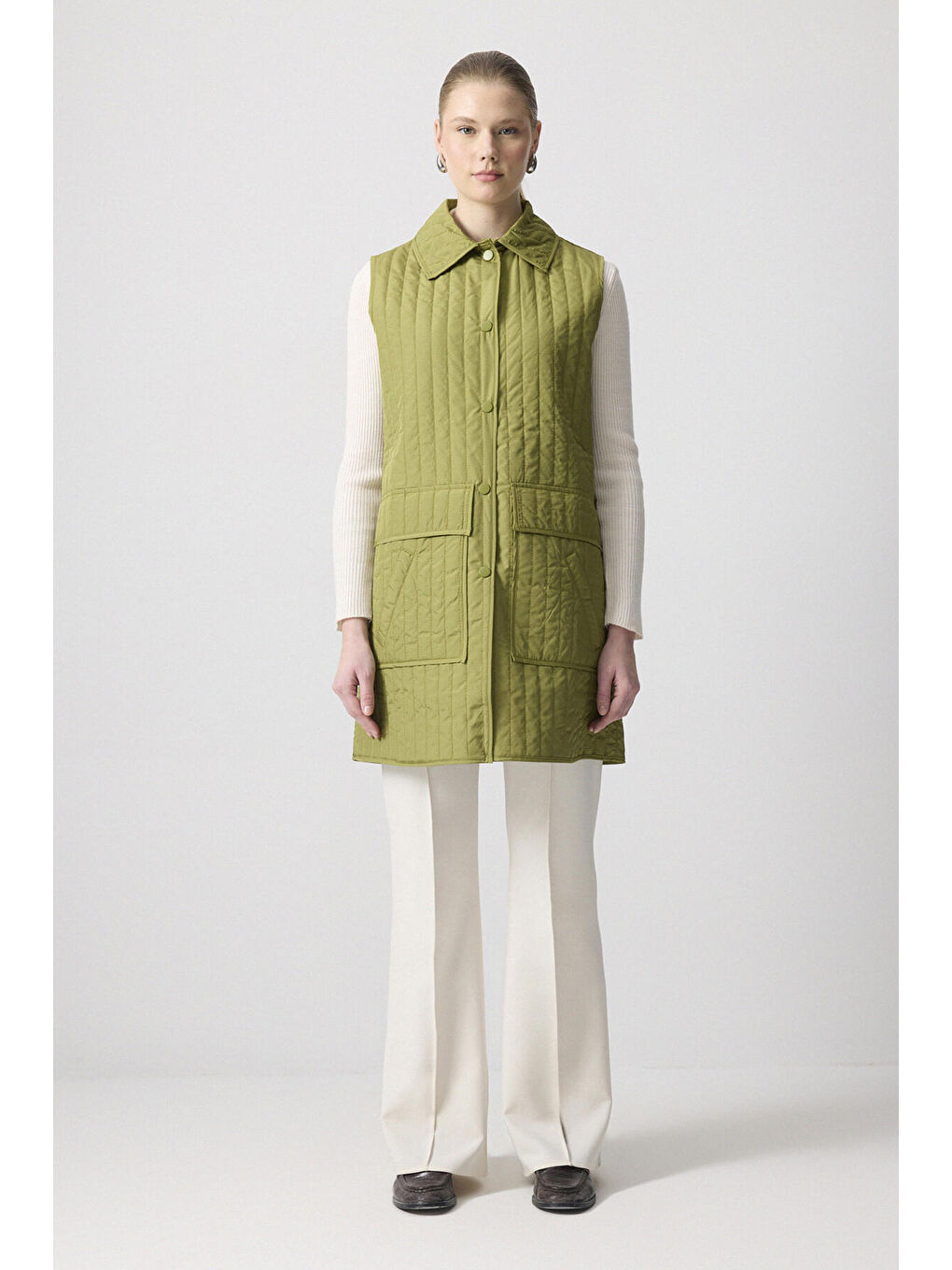 Haki Kapitone İnce Yelek-1