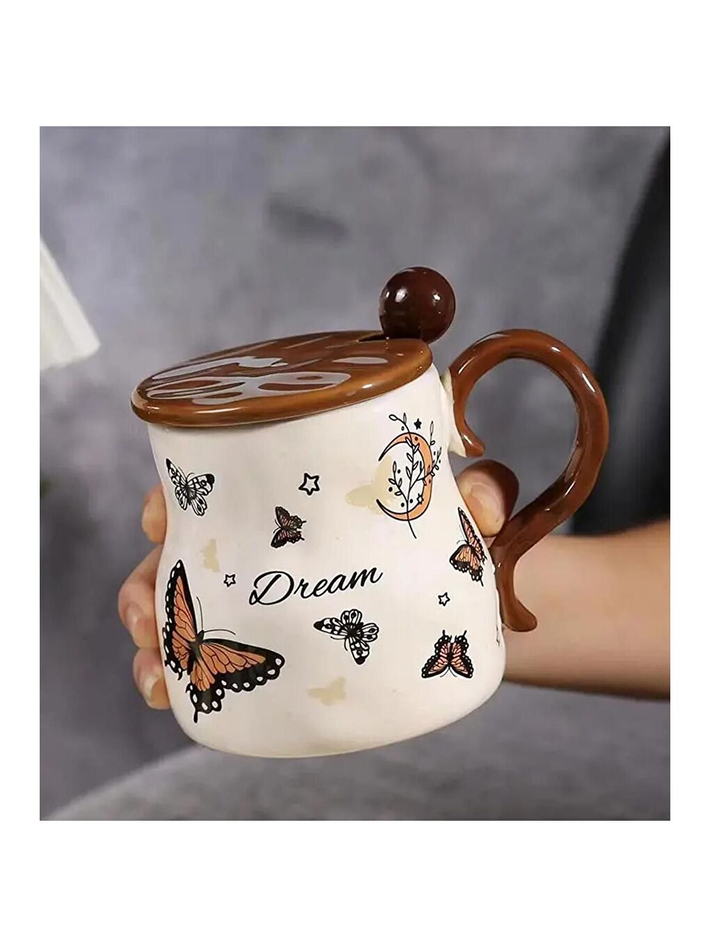 Karışık Vintage Kelebek Desenli Seramik Kupa-3