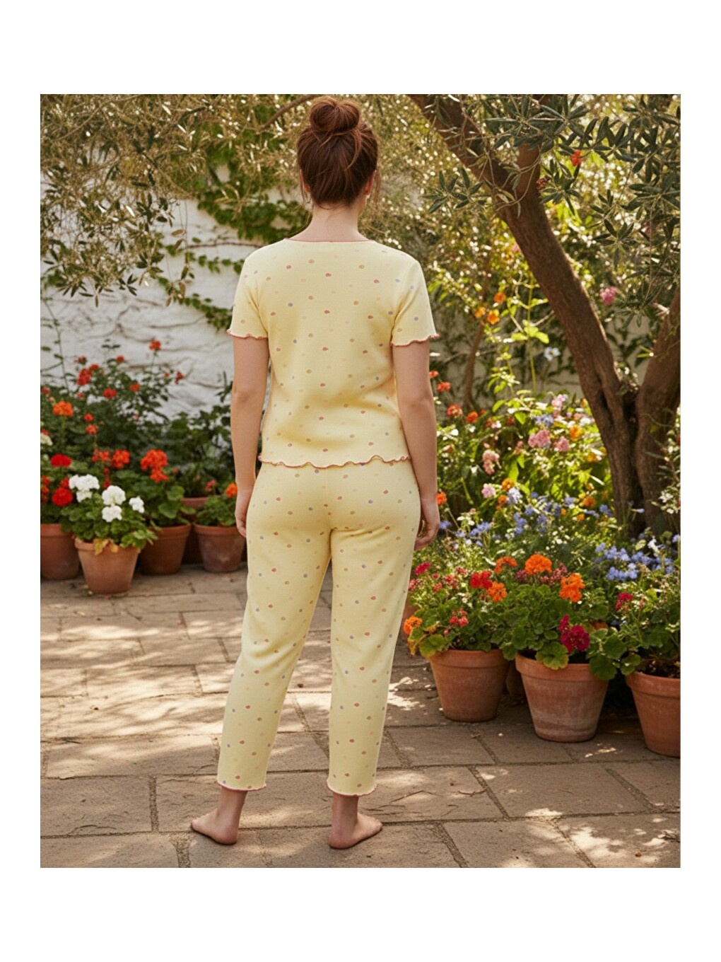 Sarı Beden Fitilli Kaşkorse Örme Pijama Takım26120851-2