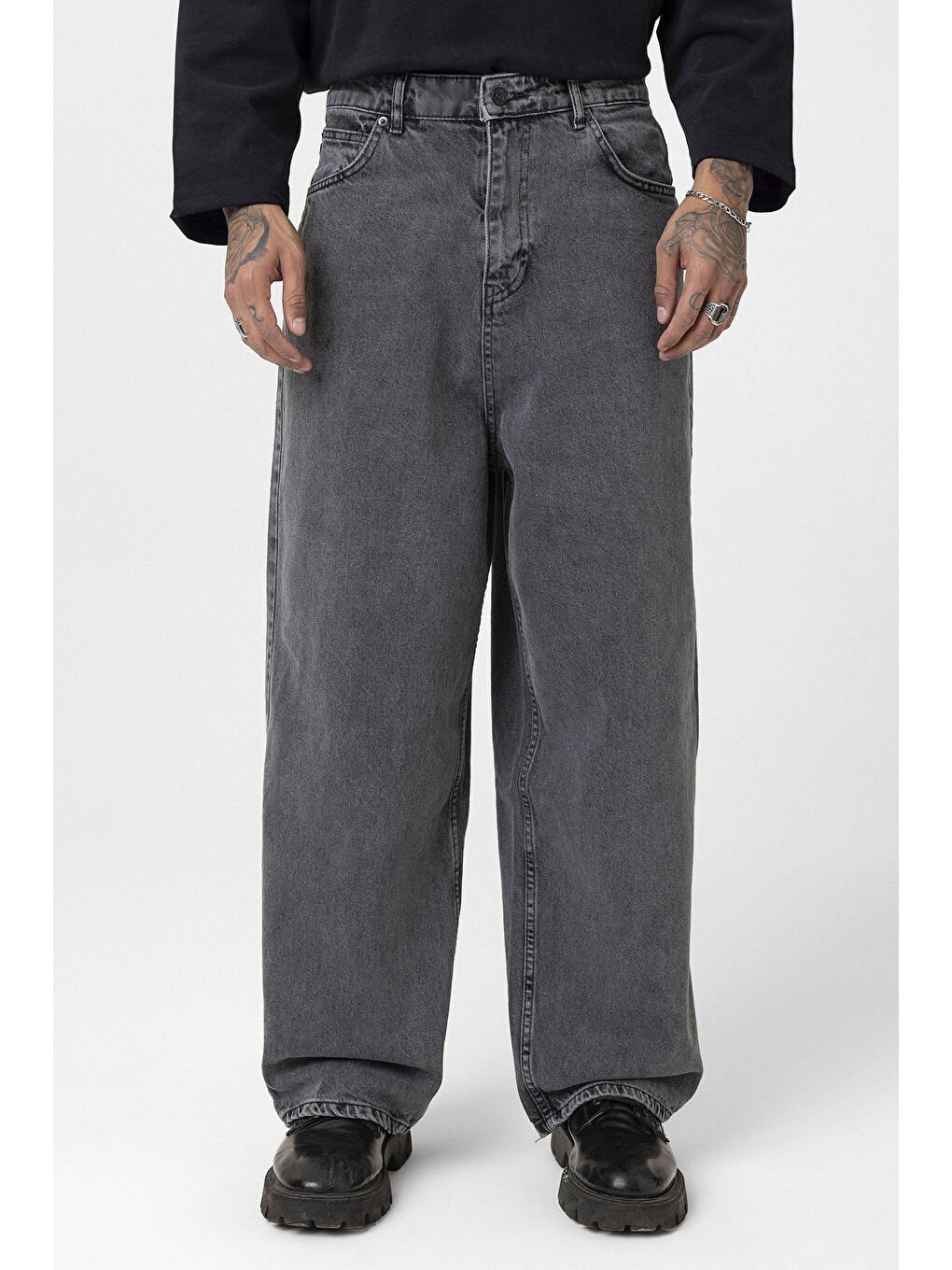 VAMOSCLO Kahverengi Super Baggy Fit Erkek Jean - 1