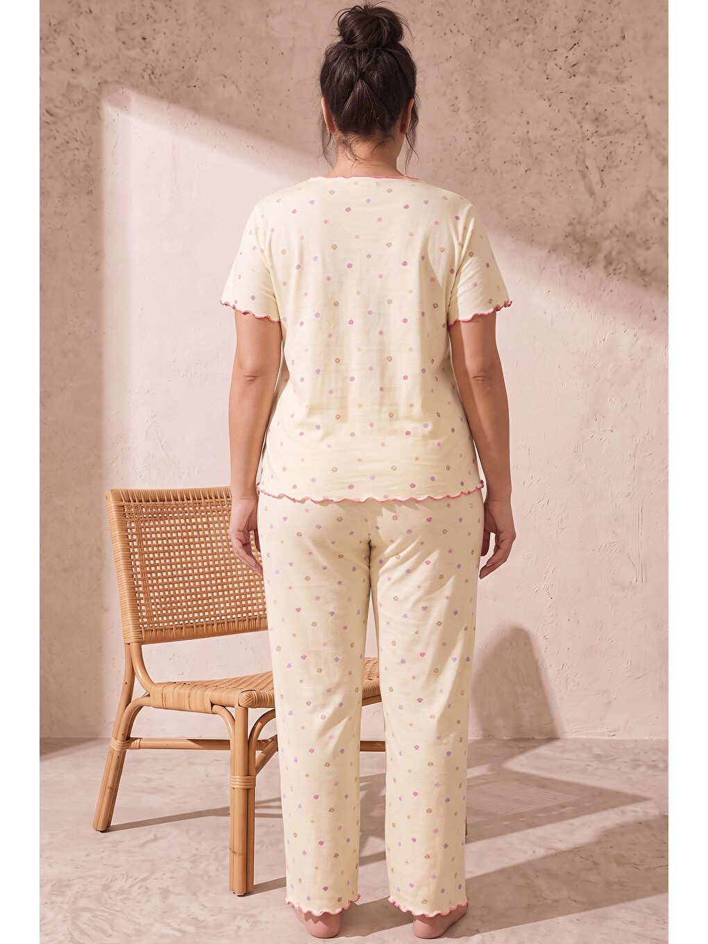 Sarı Beden Fitilli Kaşkorse Örme Pijama Takım26120851-5