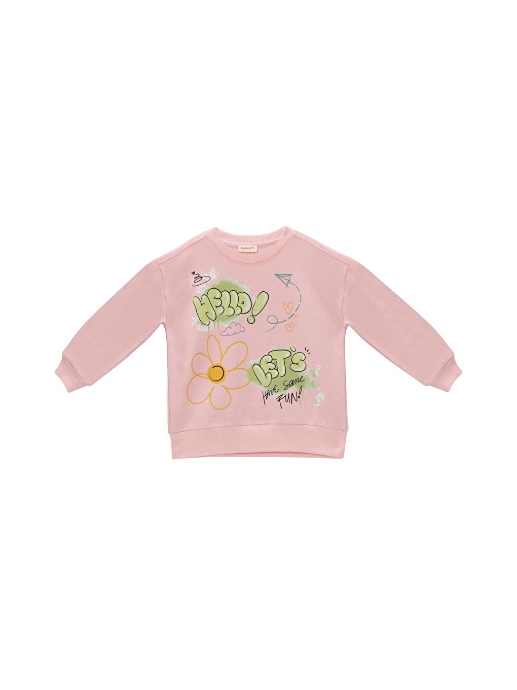 Kız Çocuk Baskılı Sweatshirt - Pembe-1