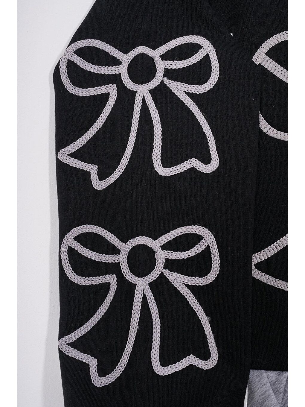 Bisiklet Yaka Fiyonk Detaylı Balon Etekli Gül Siyah Renk Kız Çocuk Etekli Elbise-3