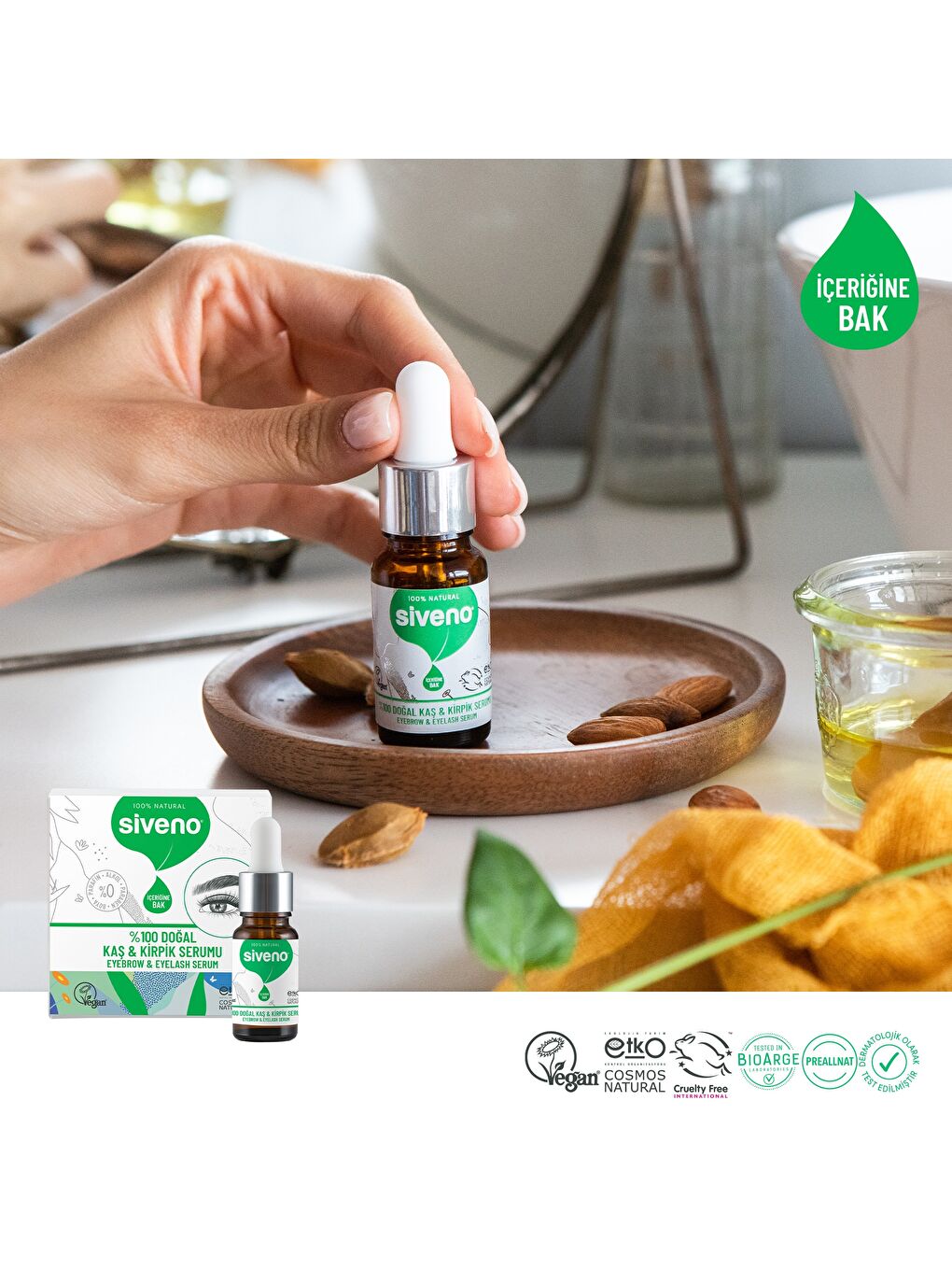 %100 Doğal Kaş ve Kirpik Serumu Bitkisel Yoğunlaştırıcı Canlandırıcı Yoğun Bakım Yağı Vegan 10 ml-1