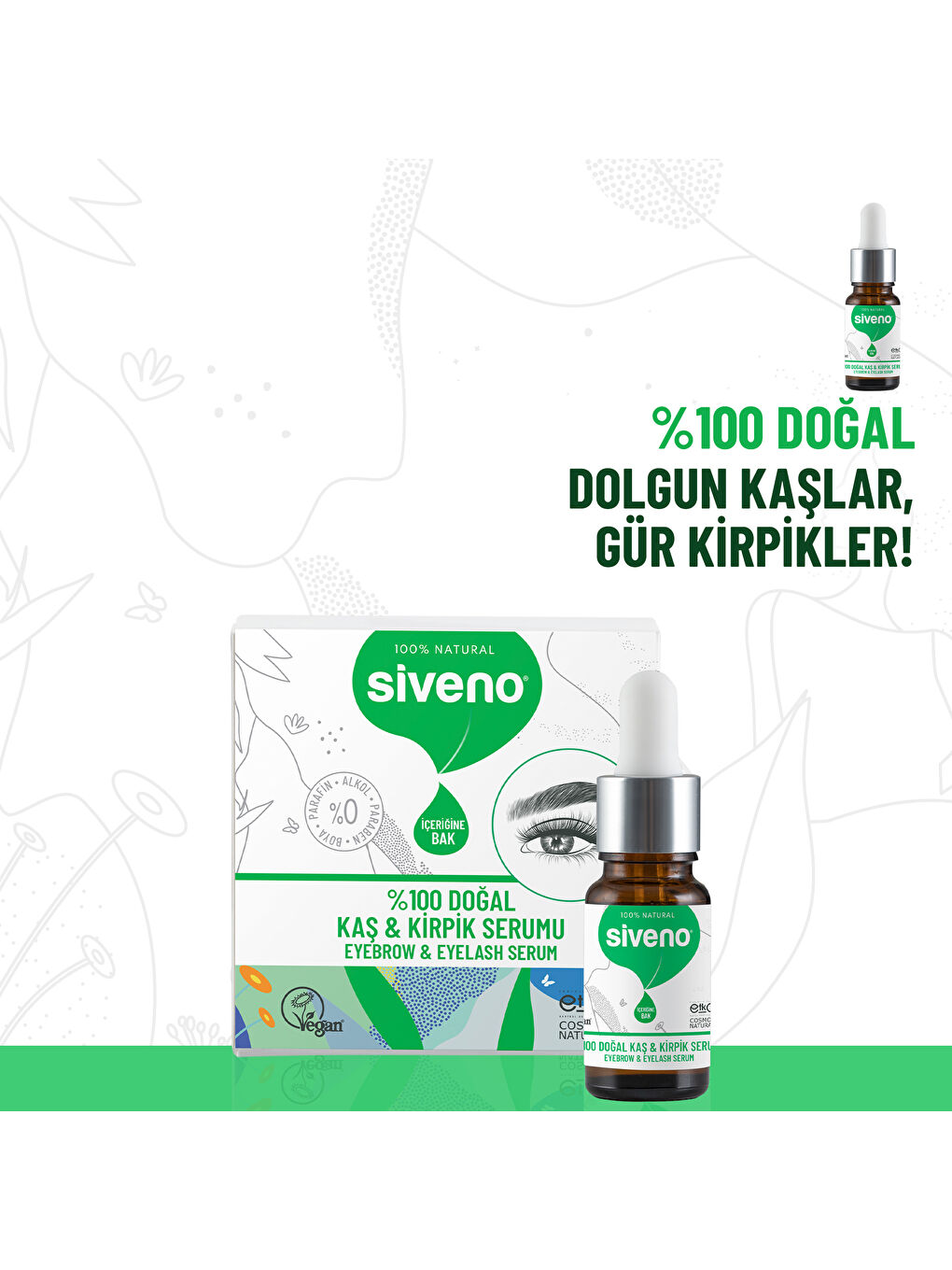 %100 Doğal Kaş ve Kirpik Serumu Bitkisel Yoğunlaştırıcı Canlandırıcı Yoğun Bakım Yağı Vegan 10 ml-3