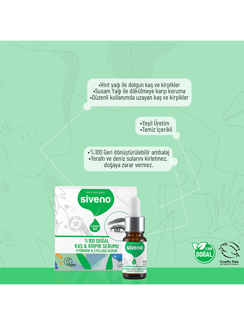 %100 Doğal Kaş ve Kirpik Serumu Bitkisel Yoğunlaştırıcı Canlandırıcı Yoğun Bakım Yağı Vegan 10 ml-4