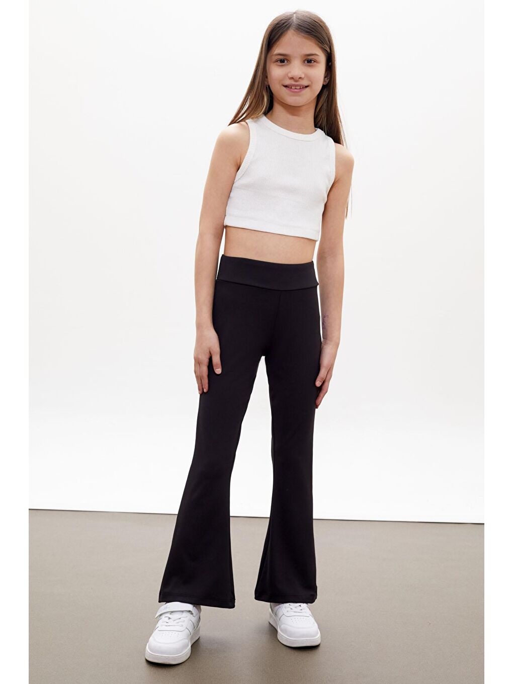 Siyah İspanyol Paça Basic Kız Tayt 18105