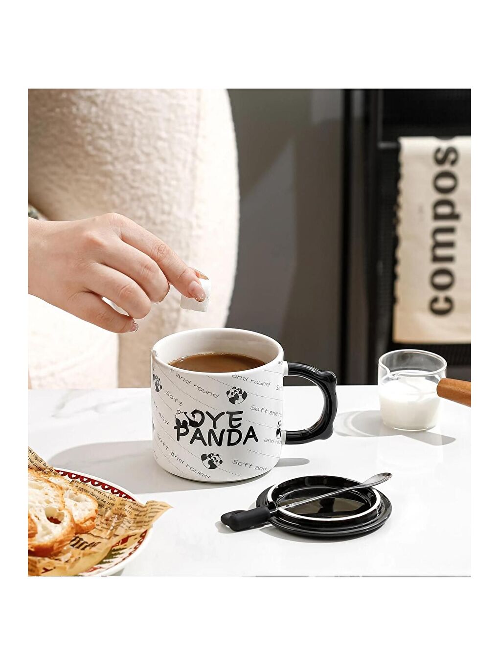 Karışık Panda Temalı Ve Kapaklı Seramik Kupa-3